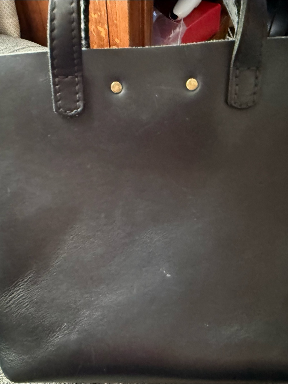 Portland Leather Black Leather Shoulder Tote with Front Pocket - Picture 5 of 8